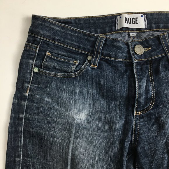 PAIGE Premium Denim Medium Wash PEG SKINNY 5 Pocket Logo Hardware Jeans - Picture 5 of 16